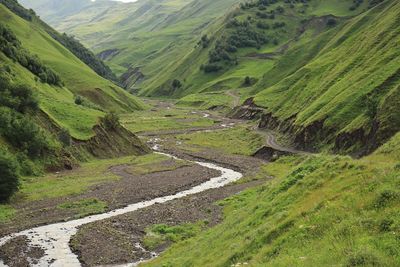 High angle view of agricultural landscape