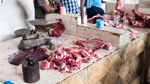 High angle view of food for sale in market