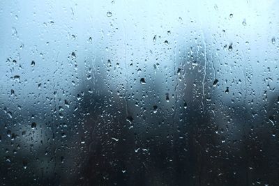 Close-up of water drops on glass