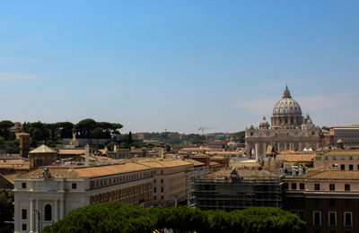 View of cityscape against clear sky