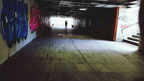 Narrow corridor along walls