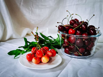 Close-up of tomatoes in container on table