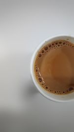 Directly above shot of coffee cup on table