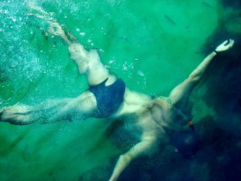 Man swimming in sea