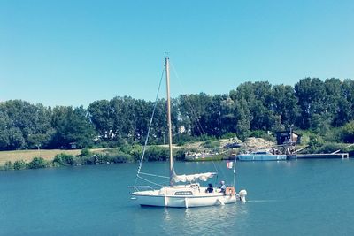 Boat sailing in sea