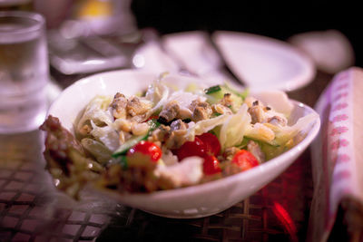 Close-up of meal served in plate