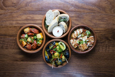 High angle view of fruits on table