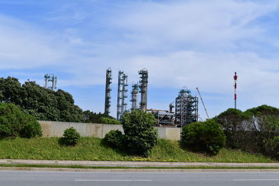 View of factory against sky