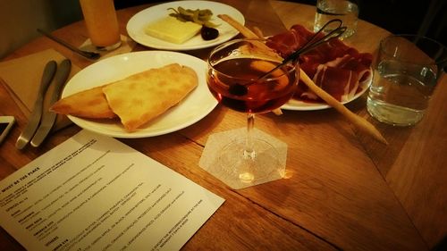 Close-up of food on table