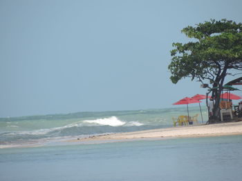 Scenic view of sea against clear sky