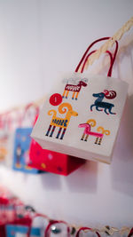 Close-up of toy blocks on table