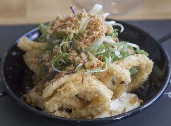 High angle view of food in plate