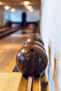 Close-up of metal ball on table