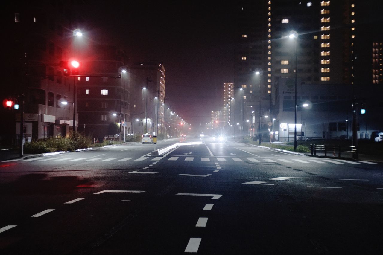 VIEW OF CITY AT NIGHT