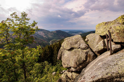 Scenic view of rocky mountains against sky