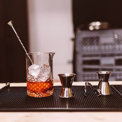 Whiskey in glass on table