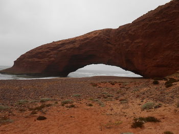 Scenic view of rock formation against clear sky