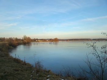 Scenic view of lake against sky