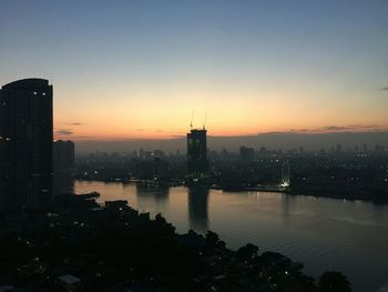 View of cityscape at sunset