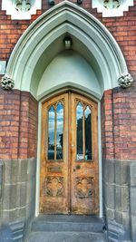 Closed door of building