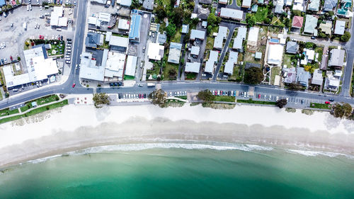 High angle view of buildings in city