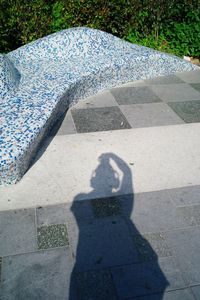 Shadow of man on woman in park