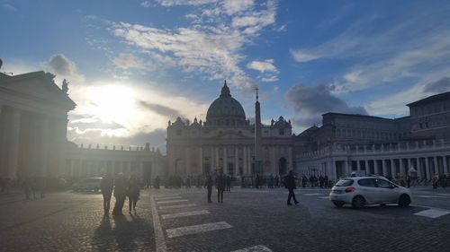 People standing on street at st peters square