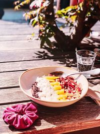 Close-up of meal served on table