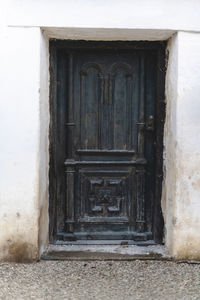 Closed door of old building