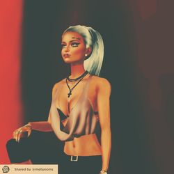 Young woman looking away while standing against colored background