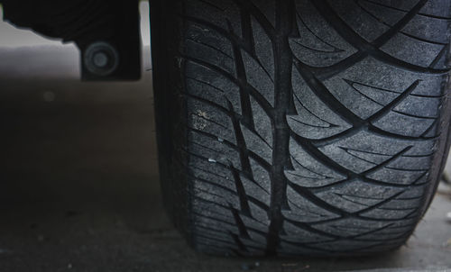 Close-up of tire in car