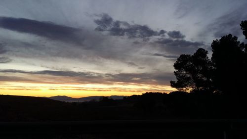 Silhouette trees against sky during sunset