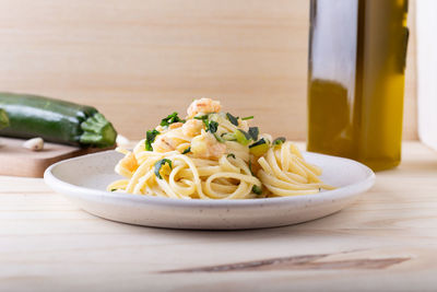 Close-up of food in plate on table