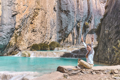 Scenic view of waterfall