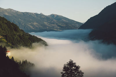 Scenic view of mountains and clouds