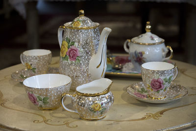 Tea cup on table