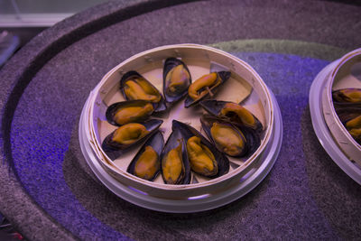 High angle view of food on table