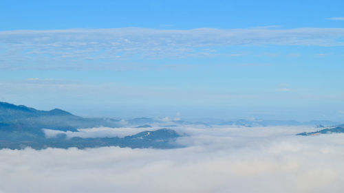 Aerial view of cloudscape against blue sky