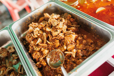 High angle view of food for sale