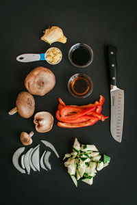 High angle view of food on table