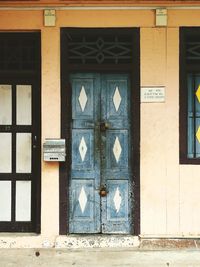 Closed door of building