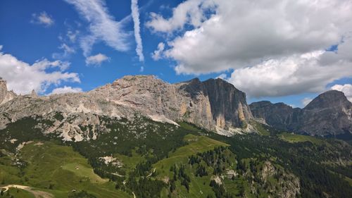 Panoramic view of landscape and mountains against sky