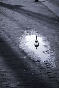 High angle view of puddle on beach