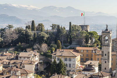 Aerial view of the castle of bergamo