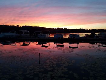 Scenic view of lake at sunset