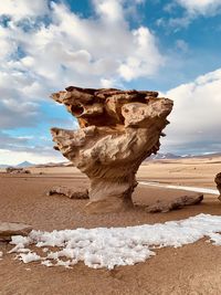 View of rock formations on landscape against sky