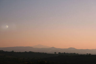 Scenic view of silhouette landscape against sky during sunset