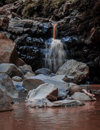 Water flowing through rocks