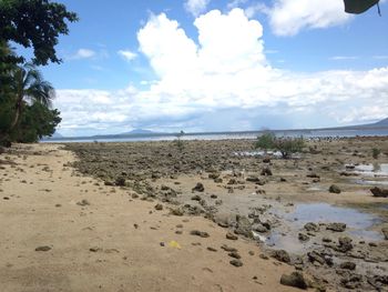 Scenic view of sea against cloudy sky