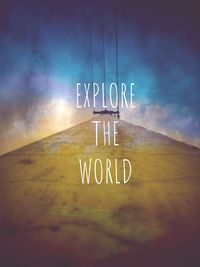 Information sign on glass against sky